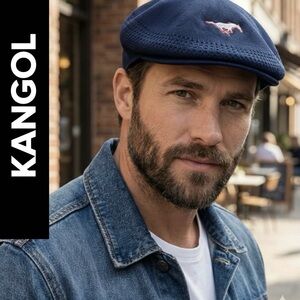 NWT Kangol 504 Ventair Mesh Cap XL Navy Blue SMU/Ford Mustangs Horse Logo